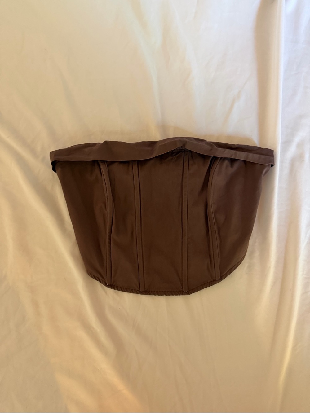Kendall & Kylie Chocolate Brown Strapless Corset Crop Top